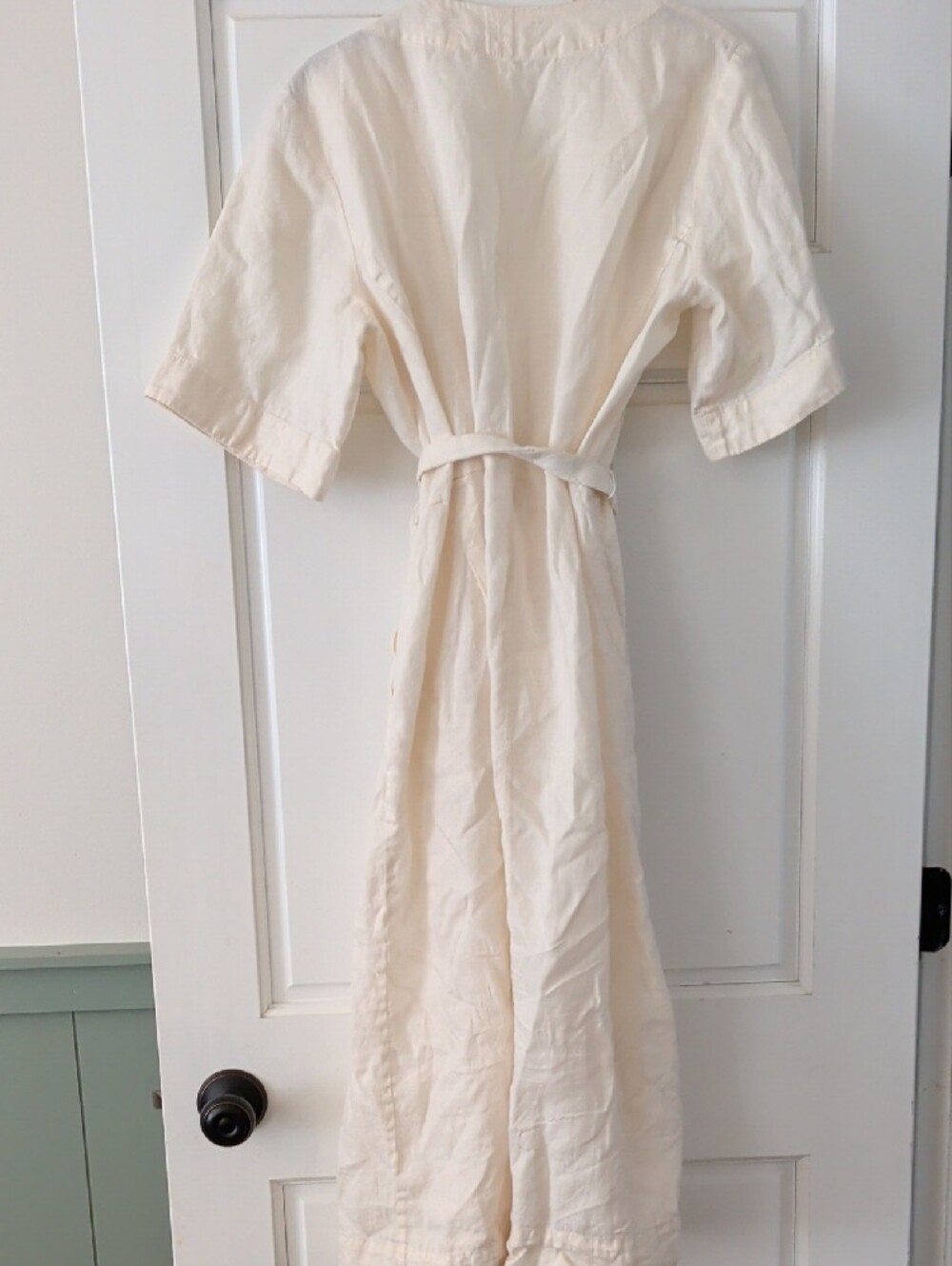Everlane Linen Wrap Dress in Light Cream - Picture 5 of 6